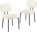 Dining Chairs Set of 2, Mid Century Modern Upholstered Kitchen Chair with PU Leather Cushion Seat & Metal Legs for Home/Living Room/Bedroom/Office-White