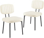 Dining Chairs Set of 2, Mid Century Modern Upholstered Kitchen Chair with PU Leather Cushion Seat & Metal Legs for Home/Living Room/Bedroom/Office-White