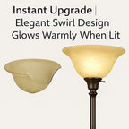 LIGHTACCENTS Alabaster Amber Glass Lamp Shade – Replacement Shade for Floor Lamps with E26 Medium Base Socket – Torchiere Lamp Glass – Amber Swirl Light Shade