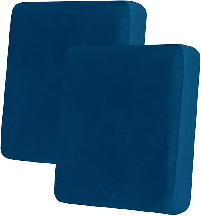 hyha Velvet Couch Cushion Covers, Soft Sofa Seat Covers for sectional 2 Cushion Couch Washable, Magic Sofa Slipcover with Elastic Bottom, Non-Slip Furniture Protector for Pets, Kid(2PC, Royal Blue)