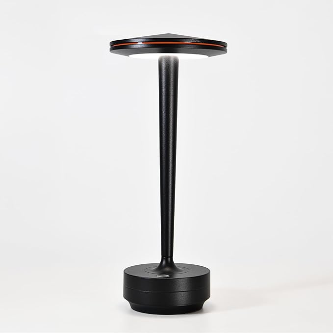 Cordless Table Lamp Rechargeable,6000mAh Battery Operated LED Desk Lamp 3 Color Stepless Touch Dimming,Waterproof Portable Memory Function Light for Bedroom,Outdoor,Patio,Dining,Restaurant Black