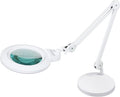 Neatfi XL Bifocal LED Magnifying Lamp – 7-Inch Acrylic Lens, 2.25x & 6X Magnification, 1,600 Lumens, Dimmable LED, Adjustable Arm, Hands-Free Close Work (White, with Base)