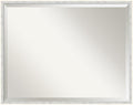 Amanti Art White Wall Mirror 23x29 Paige White Silver Rectangle Bathroom Mirror for Wall Decor Living Room, Large Modern Wood Frame, Hangs Horizonally and Vertically, Bathroom Decor, Beveled Edge