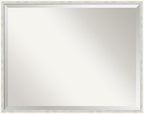 Amanti Art White Wall Mirror 23x29 Paige White Silver Rectangle Bathroom Mirror for Wall Decor Living Room, Large Modern Wood Frame, Hangs Horizonally and Vertically, Bathroom Decor, Beveled Edge