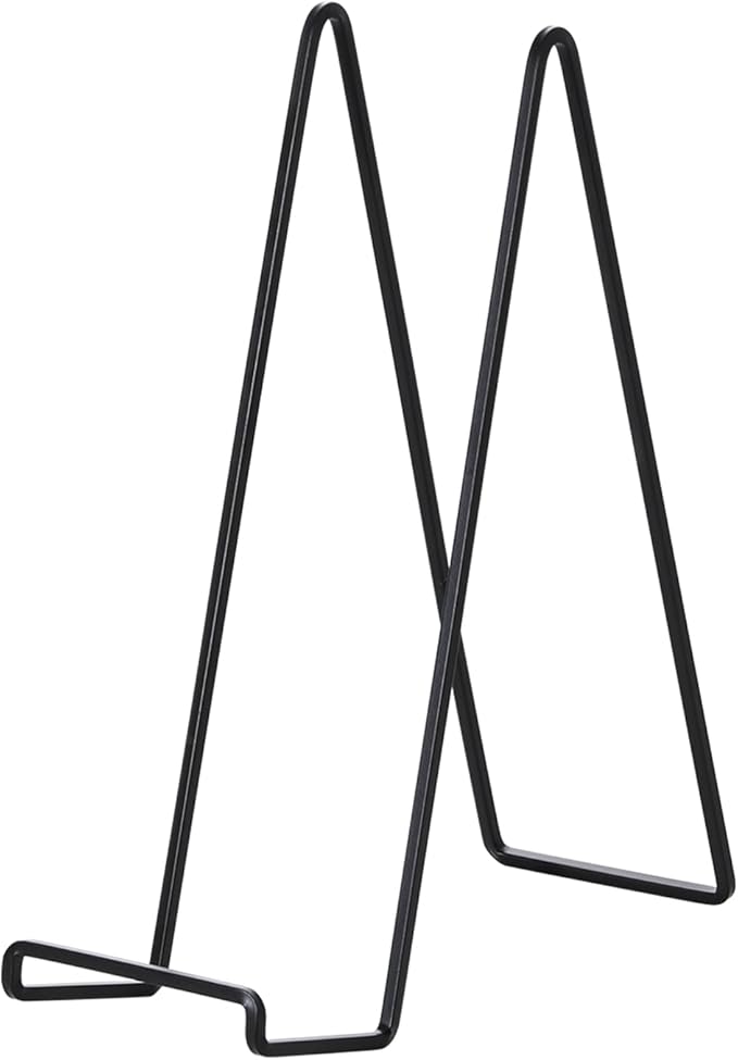 Large Plate Holder Display Stand - 12 inch Super Tall Big Plate Stands for Heavy Duty Display - Metal Picture Frame Stand - Tabletop Easel Stand for Decorative Platter | Plaque | Book - 2 Pack - Black