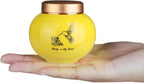 Ceramic Small Urn for Human Ashes Keepsake Mini Decorative Urn with Metal Threaded Lid Secure Seal for Adult or Pet Ashes - Yellow