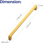 Ravinte 15 Pack Solid 7-1/2 Inch Square Cabinet Handles - Brushed Brass Drawer Pulls - Kitchen Hardware and Handles