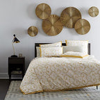 Decorlives Round Sunburst Metal Wall Art | Modern Metal Wall Hanging Décor Sculpture for Living Room Bedroom Home Office (Bright Gold | Set 6-2 Large(24") + 2 Medium(18") + 2 Small(9") Circles)