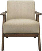 Lexicon Mid Century Modern Accent Chair with Solid Wood Frame in Walnut Finish, Upholstered Living Room Lounge Arm Chair, Thick and Comfy Innerspring Seat Cushion, Linen-Look Fabric, Light Brown