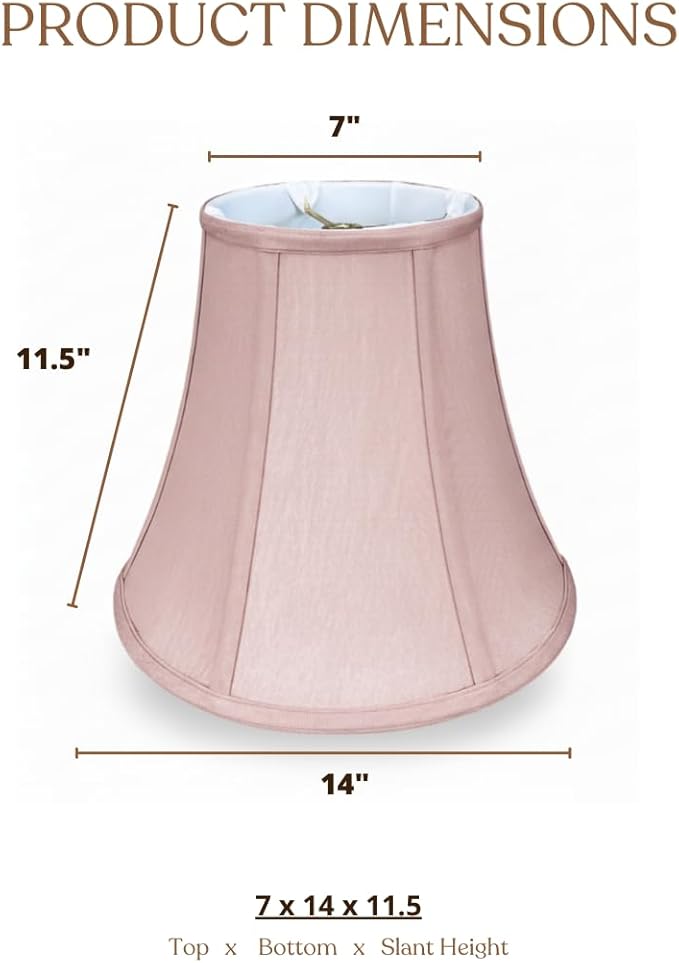 Royal Designs, Inc. BSO-704-14PNK True Bell Basic Lamp Shade, 7 x 14 x 11.5, Pink