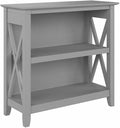 Bush Home Key West Small 2 Shelf Bookcase in Cape Cod Gray, Compact Home Organizer, Vertical Storage Solution, Bookshelf for Office or Living Room