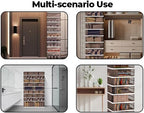 GCCSJ Shoe Rack Organizer Storage Box 9 Tiers-18 Pairs, Portable Folding Shoe Rack with Magnetic Clear Door for Closet Entryway (Brown, 9 Tiers 18 Pairs)