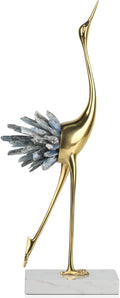 Gold Decor Accents,Brass Birds Statues Gold Home Decor Modern Crystal Decor Ornaments for Living Room, Bedroom, Office Desktop, Cabinets (Blue A)