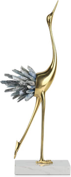 Gold Decor Accents,Brass Birds Statues Gold Home Decor Modern Crystal Decor Ornaments for Living Room, Bedroom, Office Desktop, Cabinets (Blue A)
