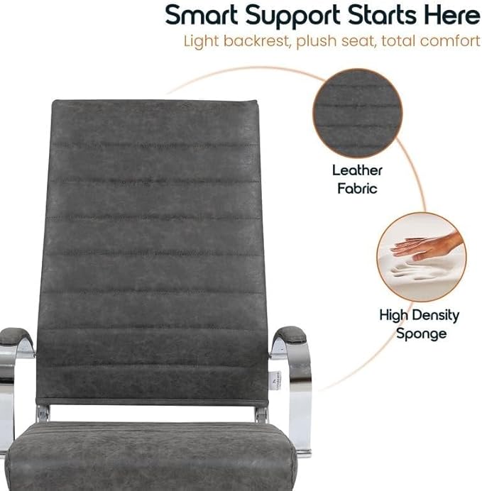 LeisureMod Benmar Modern High Back Leather Office Chair with Adjustable Height, Swivel Base, Ergonomic Design for Home Office, Study, or Workspace(Charcoal, Pallet/30pcs.)