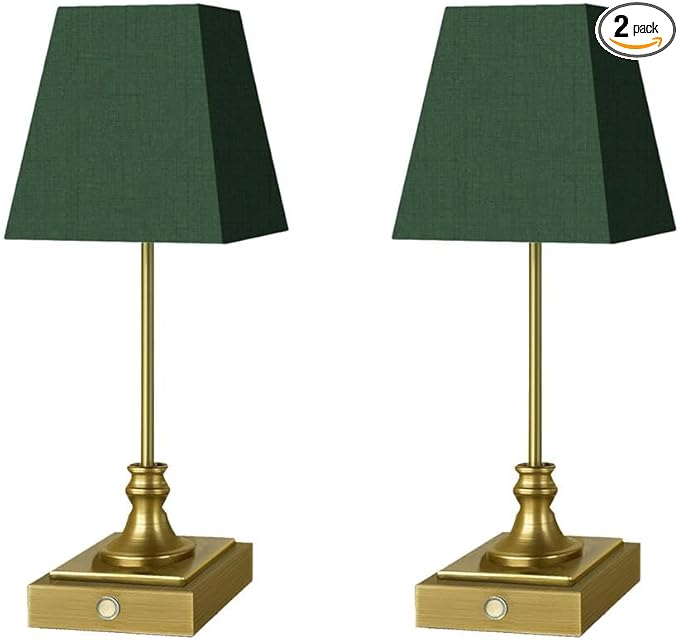 Rechargeable LED Table Lamps with Stepless Touch Control,Golden Cordless Lamp for Living Room&Bedside&Patio&Shower,Small Desk Lamp(6000mAH Battery),2 Pack for Home Decor,Best Gifts for Family