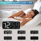 Peakeep Small Digital Alarm Clock Plug in for Bedrooms Bedside, Tiny Electric Clock Large Big Numbers Display Battery Backup for Desk Table, 6 Dimmers, 5 Adjustable Alarm Volume (White)