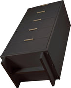 Manhattan Comfort Granville 24-Inch Modern Tall Dresser with 5 Full Extension Soft Close Drawers, Textured Ribbed Lines Design Made of Solid Wood with Gold Accent, TV Stand for Bedroom, Dark Grey