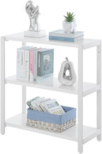 EXCEFUR 3-Tier Bookshelf and Bookcase, Rustic Wood and Metal Book Shelves, Industrial Shelving Unit for Living Room Bedroom, White Oak