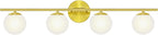 New Bathroom Vanity Light Fixtures Brushed Bronze Milk White Globe Glass Shade Modern Wall Bar Sconce Over Mirror (Brushed Brass, 4T)