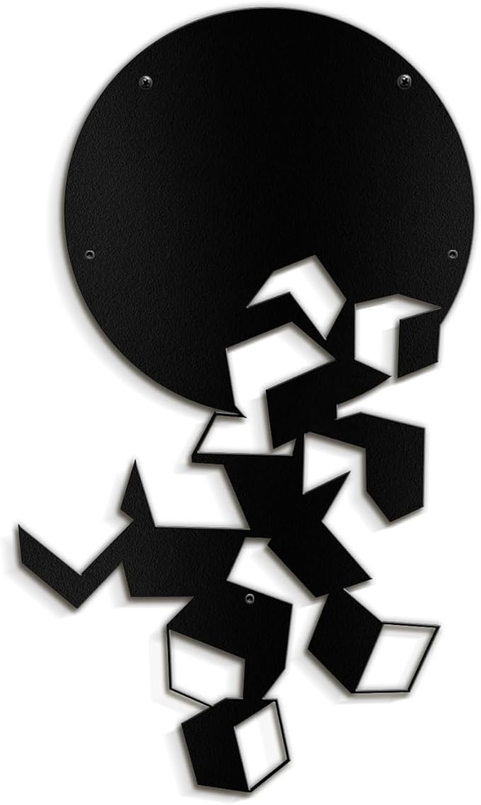 SIGNLEADER Metal Wall Art Decor Circles Abstract Shapes Minimalist Modern Abstract Wall Sculpture Hangings Home Decoration for Living Room, Bedroom, Bathroom, Kitchen, Outdoor - 30" Black