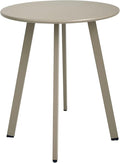 Outdoor Side Table - Weather Resistant Patio Table, Round Metal Steel, Waterproof End Table for Garden, Balcony, Yard, Grey White
