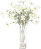 2 Pcs Artificial Fake Flowers Plants Cosmos Silk Flower Arrangements Wedding Bouquets Decorations Plastic Floral Table Centerpieces for Home Kitchen Garden Party Decor Approx 23.6'' High - White