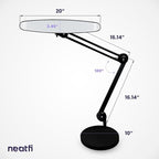 Neatfi XL Nail Desk Lamp with Clamp, 2200 Lumens, 20-Inch Wide Head, Dimmable 4 Levels, 6500K, LED Task Light for Manicure Table, Crafts, Workbench, Office (Non-CCT with Base, Black)