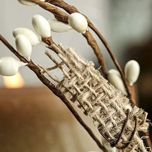 NeoL'artes 60 inch White Pip Berry and Burlap Rustic Garlands for Holiday Home Decor and Craft (White)