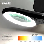 Neatfi 1,200 Lumens LED Magnifying Lamp with Clamp – 5-Inch Lens, 8 Diopter, Dimmable, Adjustable Arm, Includes Microfiber Cloth, Lamp for Reading, Sewing, Crafting (Black, 8 Diopter)