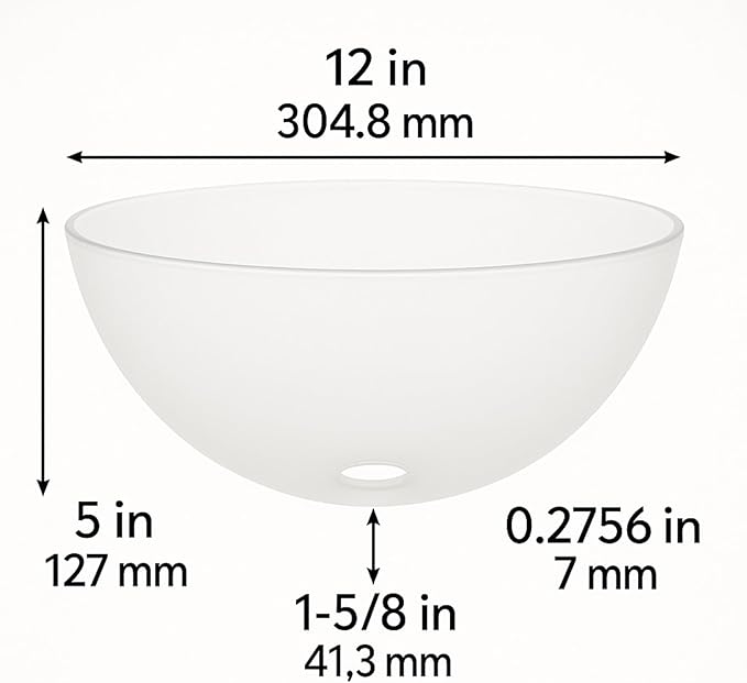 LIGHTACCENTS Glass Lamp Shade Replacement for Floor Lamp – Frosted Glass, 12” Diameter, 1.72” Opening, 4.75” Height – Lamp Shade for Floor Lamps, Replacement Glass for Floor Lamps (White)