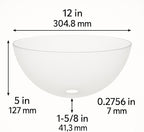 LIGHTACCENTS Glass Lamp Shade Replacement for Floor Lamp – Frosted Glass, 12” Diameter, 1.72” Opening, 4.75” Height – Lamp Shade for Floor Lamps, Replacement Glass for Floor Lamps (White)