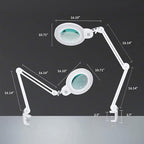Neatfi XL Bifocal LED Magnifying Lamp – 7” Acrylic Lens, 5D/20D Magnification, 1,600 Lumens, Dimmable with 3 Light Modes, Adjustable Arm & Clamp, Lamp for Reading, Crafting (White, CCT with Clamp)