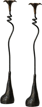 2Pcs Tall Iron Taper Candle Holder Tabletop Black Candlestick for Home Decor Candle Stand with Candle