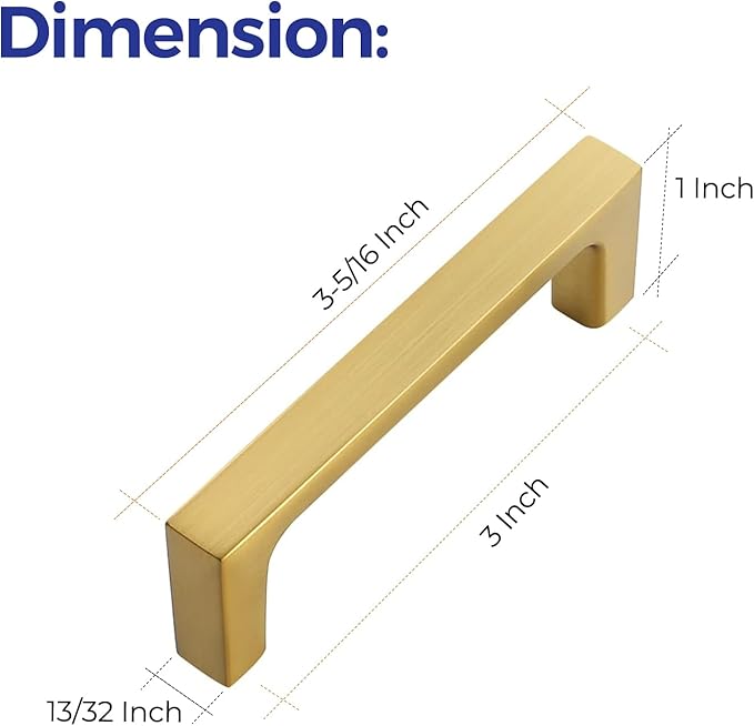 Ravinte 15 Pack Solid 3 Inch Kitchen Square Cabinet Handles Brushed Brass Drawer Pulls Kitchen Cabinet Hardware Handles