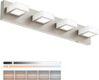 Ralbay 5 Color Temperature Brushed Nickel Vanity Lights for Bathroom 4 Lights Dimmable Acrylic Modern LED Brushed Nickel Bathroom Lighting Fixtures
