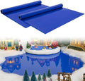 Wehhbtye 2 Pcs 59'' x 15.7'' Christmas Village Ocean Display Mat, Christmas Village Miniature Ocean Mat, Xmas Villages PVC Pad Decoration for Holiday Mini Landscape Scene Accessories