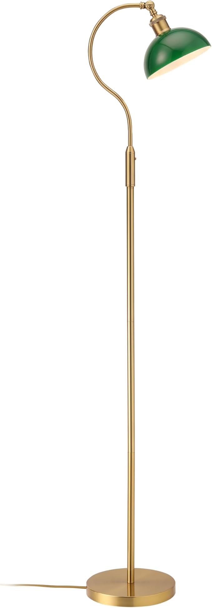 O’Bright Heritage - Banker’s Floor Lamp, 3-Level Touch Dimming, Adjustable Tilt Shade, Removable Lampshade Design, E26 Socket with 6W Dimmable LED Bulb, Green Glass Shade, Antique Brass