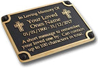 The Metal Foundry Personalised Memorial Cross Metal Plaque For Memory Of A Loved One, Mother, Father Or Grandparents. With Stake As Garden Stones Statue Gift Alternative Idea Handmade In Brass