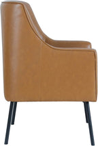 HomePop Modern Accent Chair, Homepop Home Décor, Accent Chairs for Living Room & Bedroom, Fabric Reading Living Room Side Chair, Single Sofa with Lounge Seat and Metal Legs- Carmel Faux Leather
