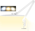 3000 Lumens Adjustable LED Desk Lamp & Task Lamp - Bright, Dimmable Lighting for Office, Crafts, Nails &Salon Hobbies with Clamp (CCT, White)
