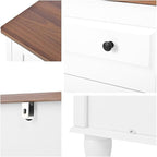 4-Drawer White Storage Cabinet, Wide Dresser with Brushed Metal Handles, Modern Organizer for Living Room, Hallway, Office, Entryway