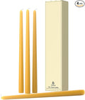 12-Inch Tall Dripless Taper Candles Set of 4 - Mustard Yellow Tapered Candles, Perfect for Spring - Smokeless, Unscented, Long Burning - Hand Poured, Colored Tall Candlesticks - Mustard
