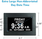 7 Inch Extra Large Day Date Time Digital Day Calendar Clock with Auto-Dimming 12 Alarm Reminders Dementia Clocks for Senior Elderly impaired Vision Memory Loss