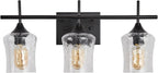 3 Lights Bathroom Vanity Light,Black Farmhouse Modern Wall Light Over Mirror.