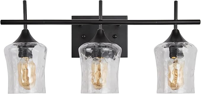 3 Lights Bathroom Vanity Light,Black Farmhouse Modern Wall Light Over Mirror.