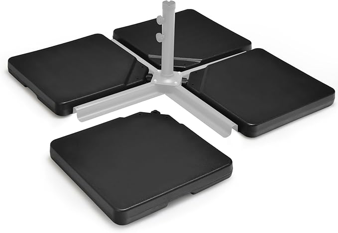 Giantex Cantilever Umbrella Base 220 lbs, 4 PCS Patio Umbrella Stand Water Sand Filled, Heavy Duty HDPE Offset Umbrella Weights with 4 Connecting Pins, Easy-Fill Spouts, for Outside Garden Poolside