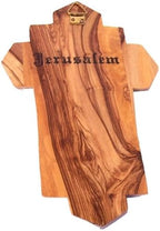 Olive Wood Crucifix - icon showing 14 Stations of the Cross etched on metal (14x9x1 cm or 5.5x3.5x.4 inch)