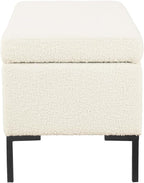 HomePop Upholstered Storage Bench with Metal Leg|Homepop Home Décor|Bench with Storage for Living Room & Entryway - Cream Boucle