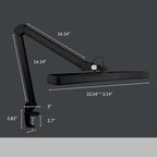 Neatfi Task Lamp – 2,500 Lumens, 30W, 22-Inch Wide Shade, 4 Brightness Levels, Eye-Caring Light, Clamp Mount, LED Task Light for Manicure Table, Crafts, Workbench, Office (Non-CCT, Black)